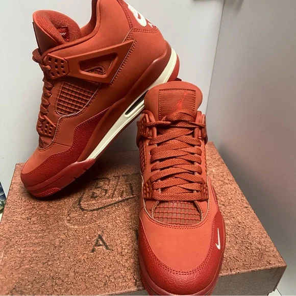 Nike Red Air Jordan 4 Sneakers - Picture 2 of 5